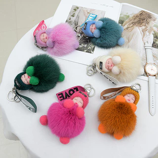 Annapink.th Sleeping พวงกุญแจเด็กน่ารัก Fluffy ตุ๊กตาพวงกุญแจผู้หญิงสาวกระเป๋าจี้รถ Key แหวนกระเป๋าเป้สะพายหลังตกแต่งของขวัญ EN