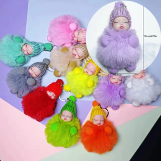 Annapink.th Sleeping พวงกุญแจเด็กน่ารัก Fluffy ตุ๊กตาพวงกุญแจผู้หญิงสาวกระเป๋าจี้รถ Key แหวนกระเป๋าเป้สะพายหลังตกแต่งของขวัญ EN