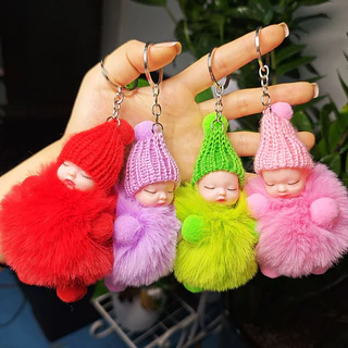 Annapink.th Sleeping พวงกุญแจเด็กน่ารัก Fluffy ตุ๊กตาพวงกุญแจผู้หญิงสาวกระเป๋าจี้รถ Key แหวนกระเป๋าเป้สะพายหลังตกแต่งของขวัญ EN