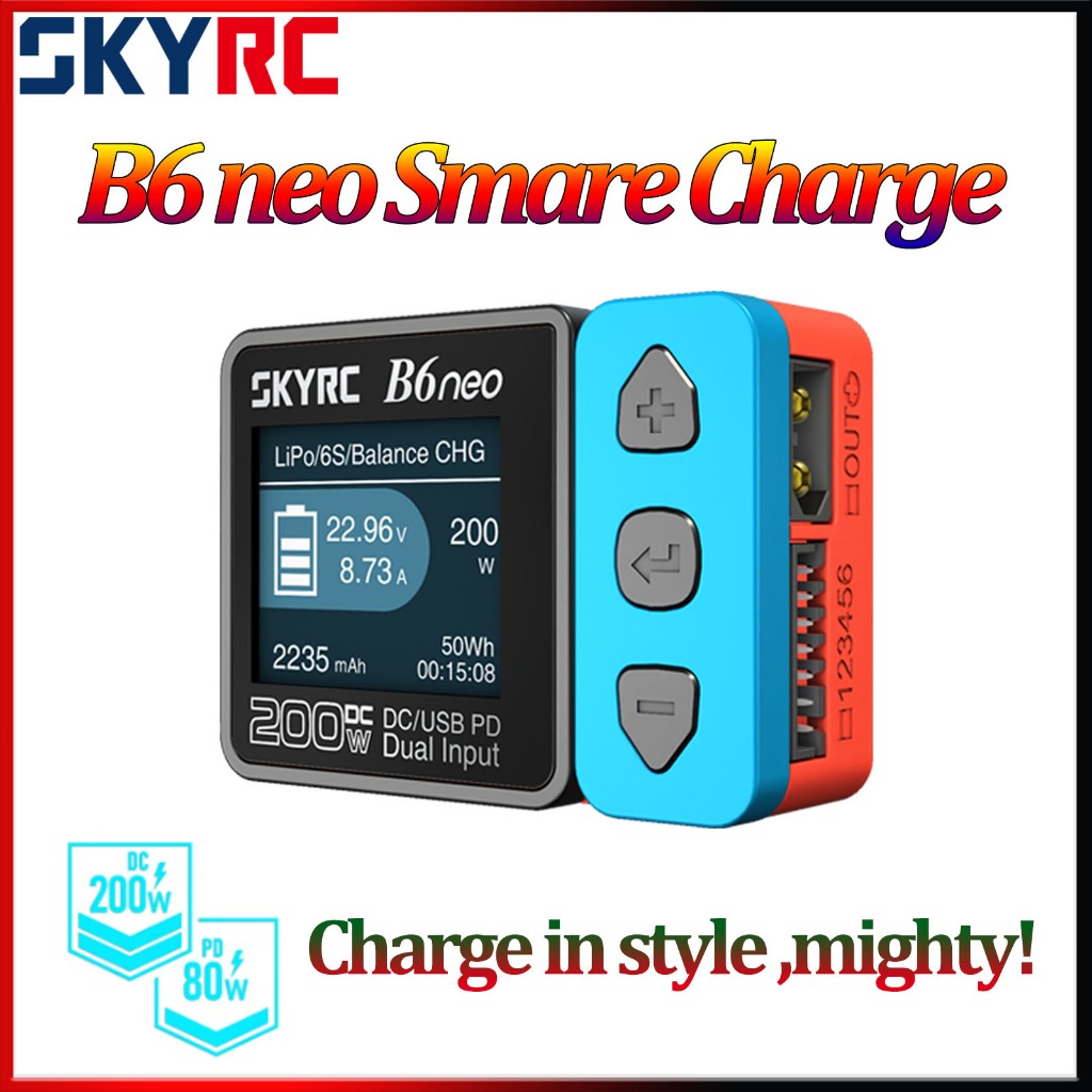 Skyrc B6 neo Smart Charger DC 200W PD 80W LiPo Battery Balance Charger SK-100198 Compact 6S Charger 