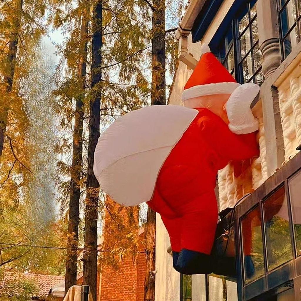 [ความศักดิ์สิทธิ์2]6.56 ฟุต Christmas Inflatable แขวน santa claus เป่าลม ความแปลกใหม่พร้อมไฟ LED ในตัว ซานตาคลอสเป่าลม สําหรับตกแต่งสวน ตกแต่งคริสต์มาส
