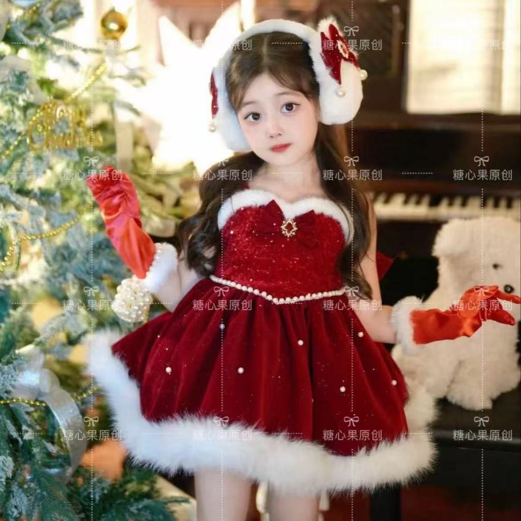 ชุดโลลิต้าสาวสไตล์เจ้าหญิง สำหรับคริสต์มาส/ปีใหม่ (สีแดง)