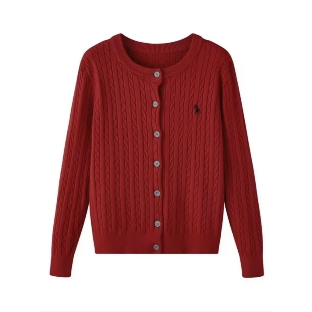 เสื้อสเวตเตอร์ถักผู้หญิง 12 สี ไหมพรม/ถักนิต แขนยาว คอกลม ใส่ฤดูใบไม้ร่วง-หนาว