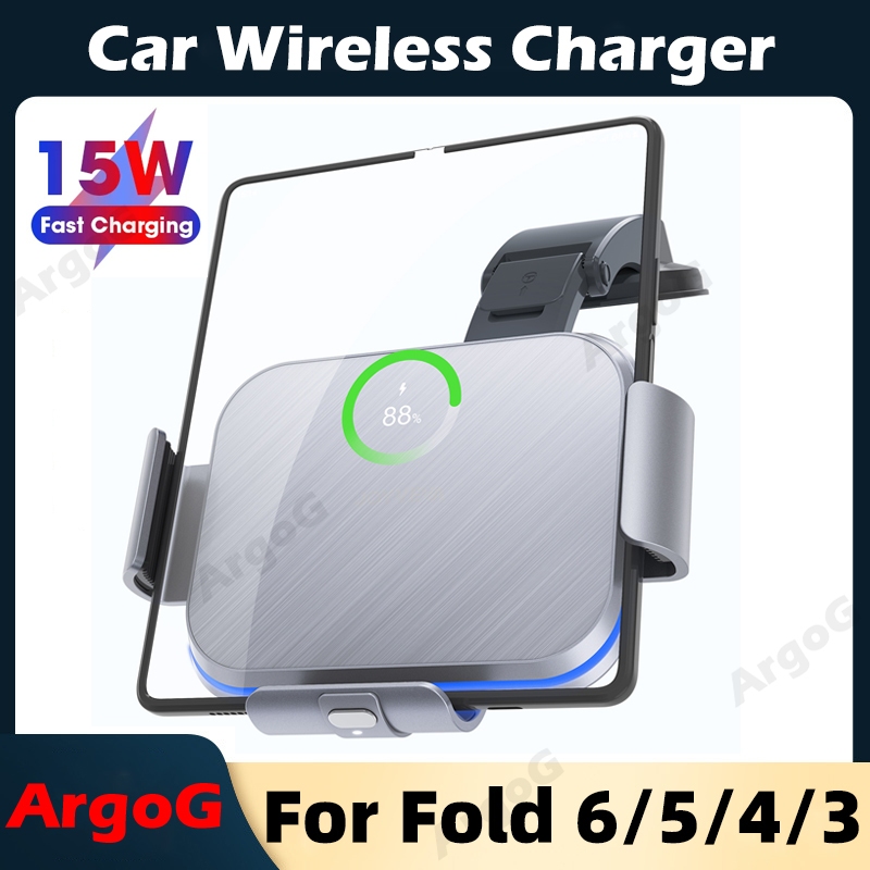Argog Wireless Car Charger สําหรับ Samsung Z พับ 6/5/4/3/2 15W Dual Coils Fast Charging Auto-Clamping Air Vent & Dashboard รถโทรศัพท์ Mount
