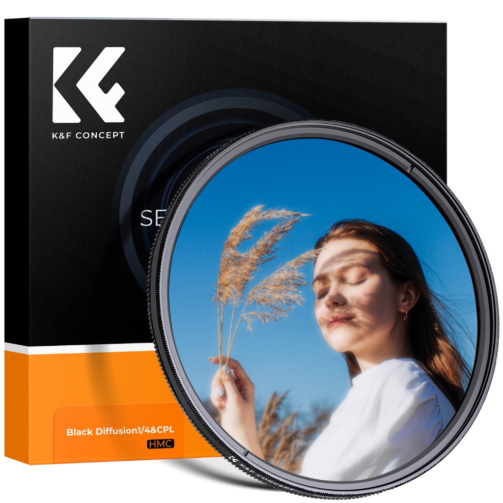 K&f Concept Black Mist 1/4 & CPL 2 in 1 Filter 37/40.5/43/46/49/52/55/58/62/67/72/77/82mm Black Diff
