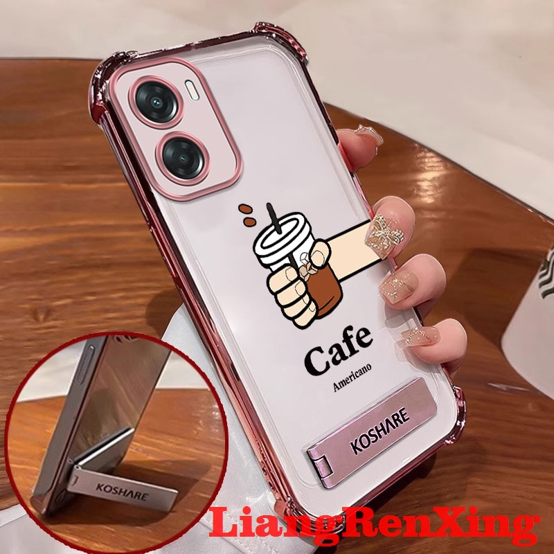 FOR เคส Case สำหรับ OPPO A57 2022 4g OPPO a77s 5g A77 5g โทรศัพท์ปลอก softcase ซิลิโคนกันกระแทกปกการออกแบบใหม่กับผู้ถือล้างความงามกาแฟ SJCBKF01