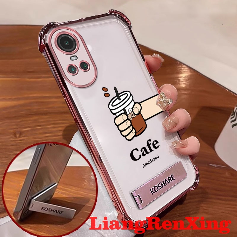 FOR เคส Case สำหรับ OPPO Reno 10 5g Reno 10 Pro Reno 11 Pro 5g 2023 โทรศัพท์ปลอก softcase ซิลิโคนกันกระแทกปกการออกแบบใหม่กับผู้ถือล้างความงามกาแฟ SJCBKF01