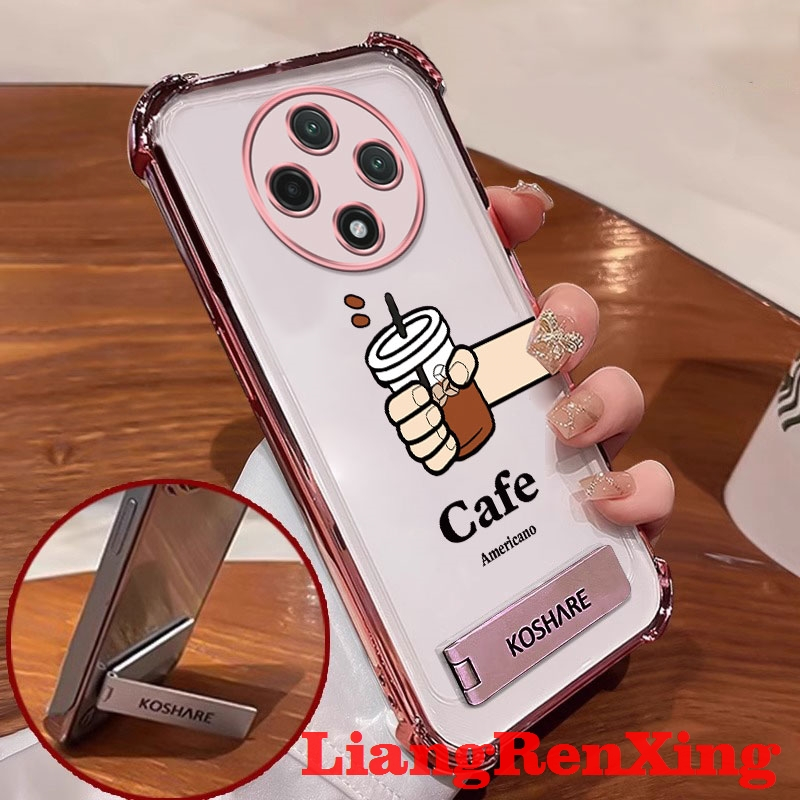 FOR เคส Case สำหรับ OPPO reno12 F 5g Reno 12F 5g 2024 โทรศัพท์ปลอก softcase ซิลิโคนกันกระแทกปกการออกแบบใหม่กับผู้ถือล้างความงามกาแฟ sjcbkf01
