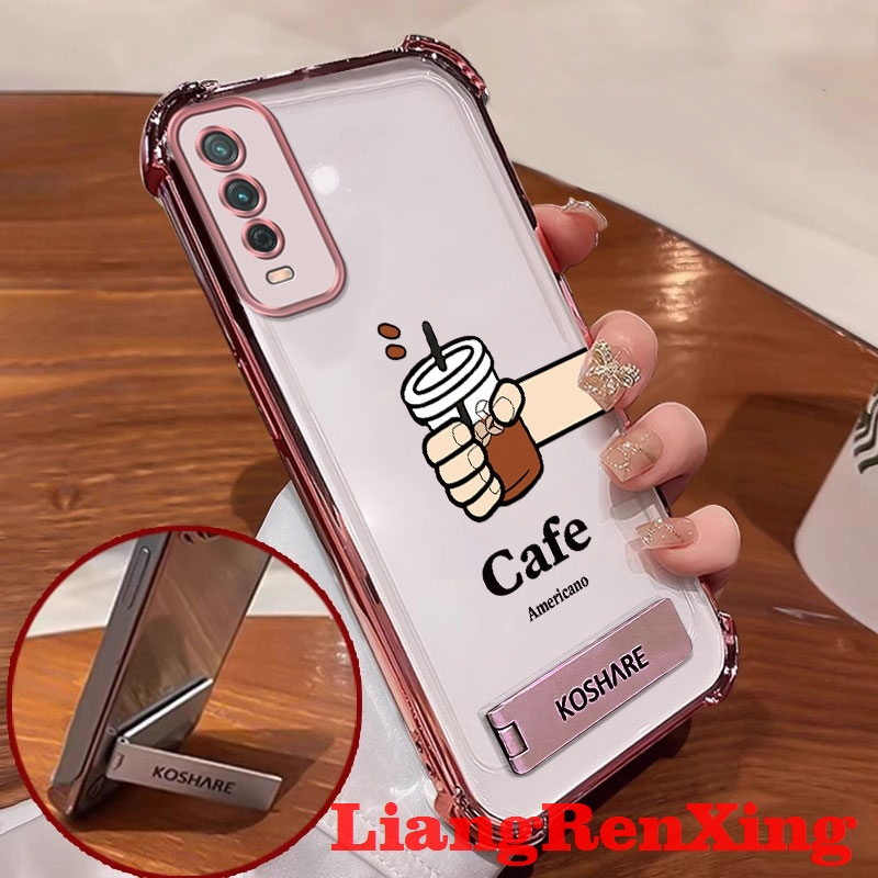 FOR เคส Case สำหรับ VIVO y12s VIVO y12a VIVO Y20 VIVO y20s VIVO y20i โทรศัพท์ปลอก softcase ซิลิโคนกันกระแทกปกการออกแบบใหม่กับผู้ถือล้างความงามกาแฟ SJCBKF01