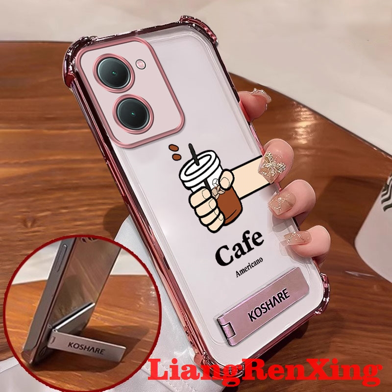 FOR เคส Case สำหรับ VIVO Y36 4g  VIVO Y36 5g 2023 VIVO y27s Y78 Y76 5g  y72 5G โทรศัพท์ปลอก softcase ซิลิโคนกันกระแทกปกการออกแบบใหม่กับผู้ถือล้างความงามกาแฟ SJCBKF01