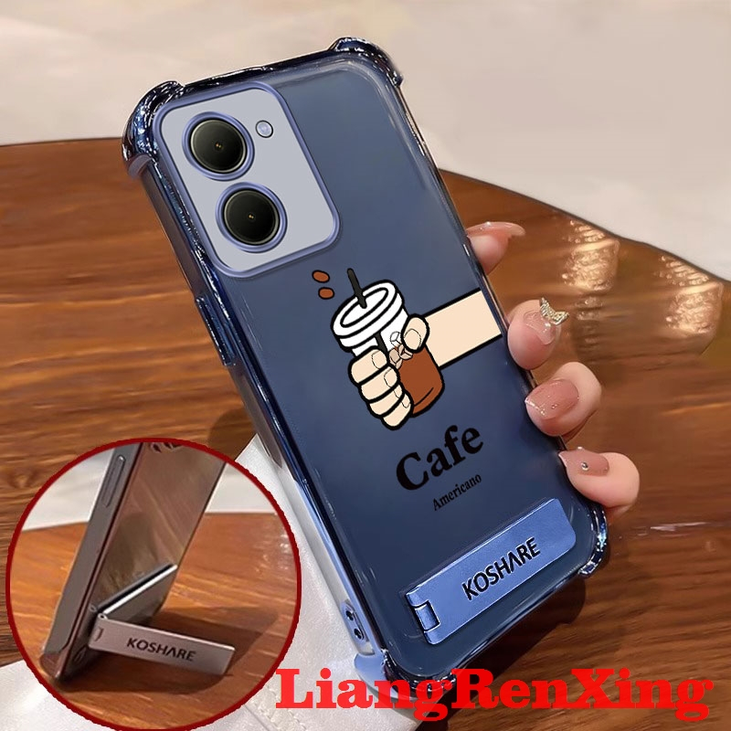FOR เคส Case สำหรับ VIVO Y36 4g  VIVO Y36 5g 2023 VIVO y27s Y78 Y76 5g  y72 5G โทรศัพท์ปลอก softcase ซิลิโคนกันกระแทกปกการออกแบบใหม่กับผู้ถือล้างความงามกาแฟ SJCBKF01 - รูปที่ 3