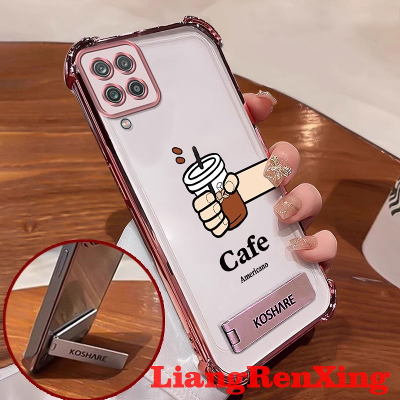 FOR เคส Case สำหรับ Samsung A12 Samsung A22 4g Samsung M12 Samsung A22 5g โทรศัพท์ปลอก softcase ซิลิโคนกันกระแทกปกการออกแบบใหม่กับผู้ถือล้างความงามกาแฟ SJCBKF01