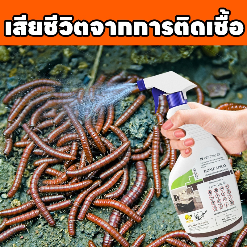 เสียชีวิตจากการติดเชื้อ AI ไล่กิ้งกือ 500ML สเปรย์ฆ่าแมลงสำหรับกิ้งกือ ฆ่ากิ้งกือ ไซเพอร์เมทริน 0.5% สเปรย์กำจัดแมลงสำหรับมารุ ไส้เดือนฝอย ตะขาบ และแมลงร้อยขา