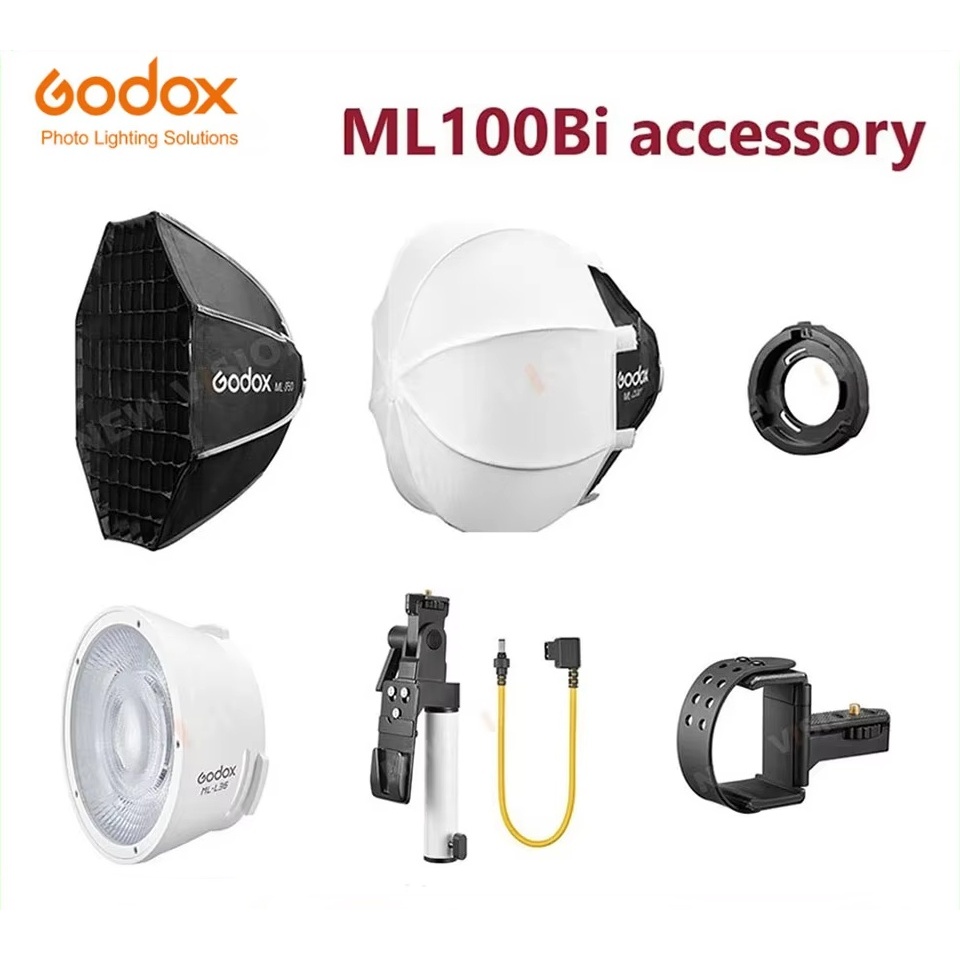 Godox ML100Bi อุปกรณ์เสริม ML-L36 เลนส์สะท้อนแสง ML-GB Bowens Mount Adapter PH01 Power Bank Holder ML-CS30 ML-SF30 Softbox