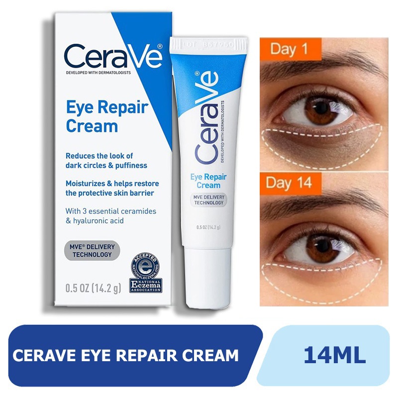 CERAVE Eye Repair Cream ครีมบำรุงรอบดวงตา บรรเทารอยหมองคล้ำและอาการบวม 14.2g เซราวี ครีมบำรุงรอบดวงตา บรรเทารอยหมองคล้ำและอาการบวม คืนความกระจ่างใส คงความชุ่นชื้น