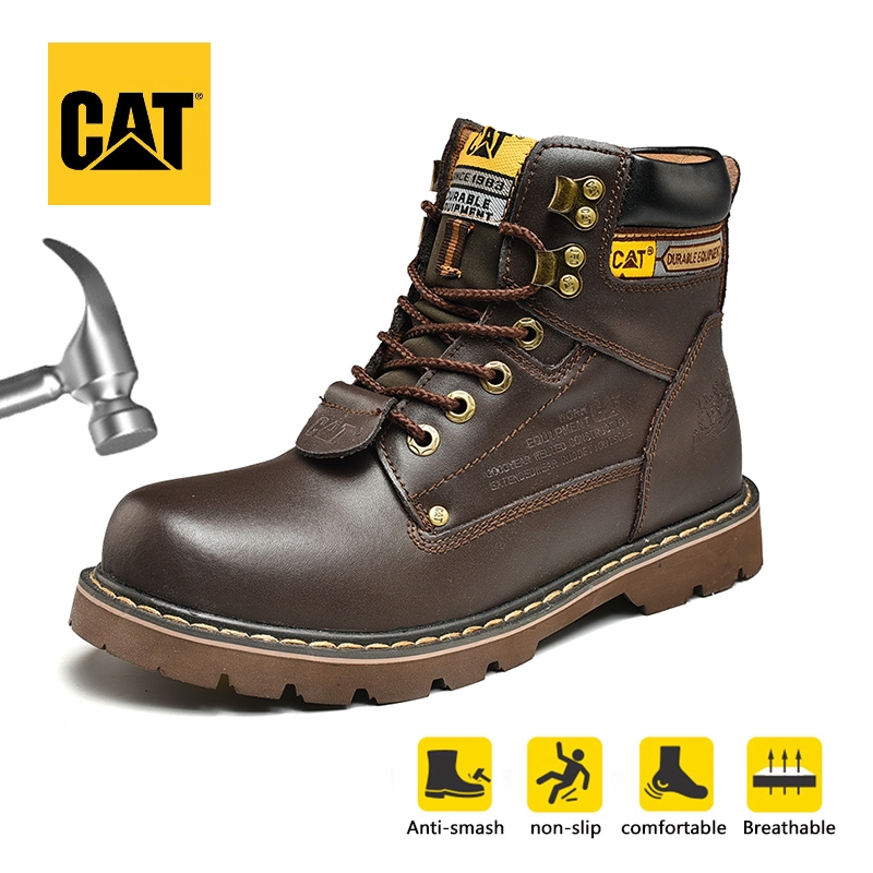 Caterpillar shoes รองเท้าบู๊ทนิรภัย รองเท้าหัวเหล็ก สีน้ำตาล/ดำไซส์ 38-46