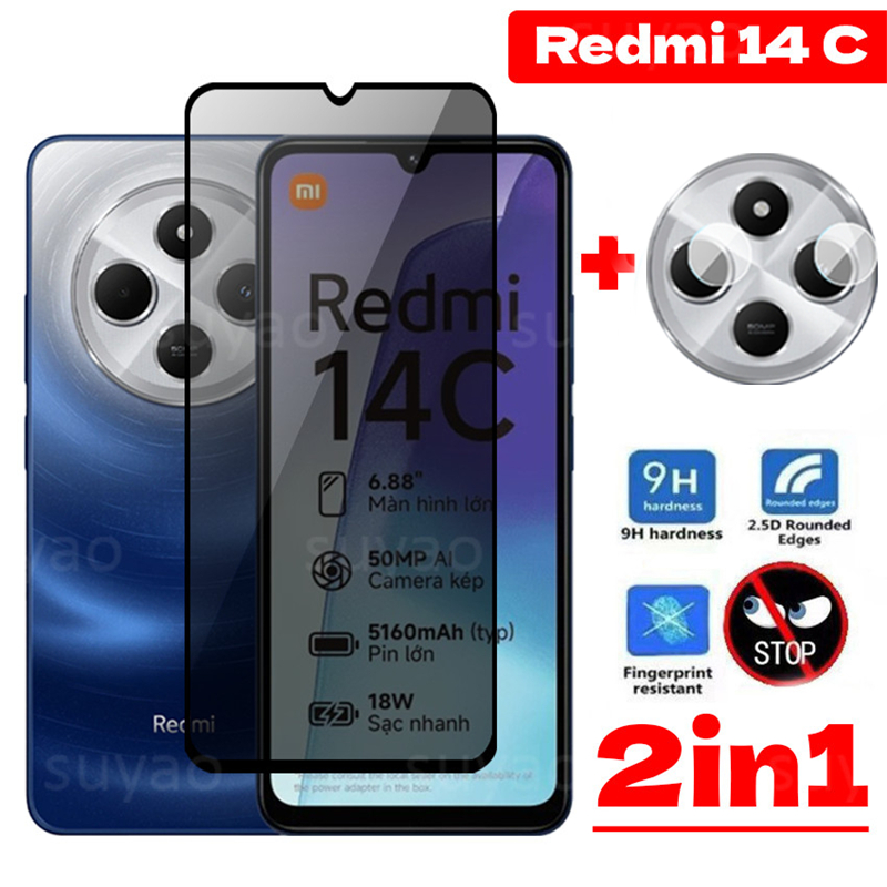 สําหรับredmi 14C Xiaomi Poco C75 13C 4G 2024 Anti-Spy Fullความเป็นส่วนตัว Tempered Peek Glassป้องกันหน้าจอRedmi14C PocoC75 C65 Redmi13C Fullกล้องเลนส์ฟิล์มClass Scratch 9Hฝาครอบ