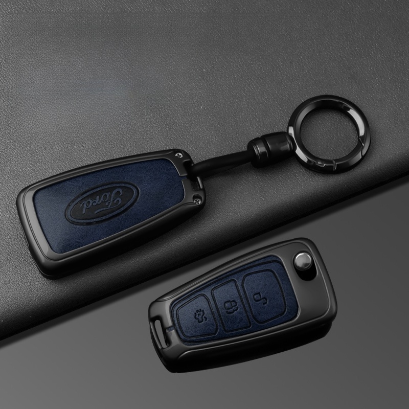 [คลังสินค้าพร้อม]ฝาครอบเคสกุญแจรถโลหะผสมสังกะสีสําหรับ Ford Ranger t6 Focus 2012-2018 หนังคุณภาพสูง