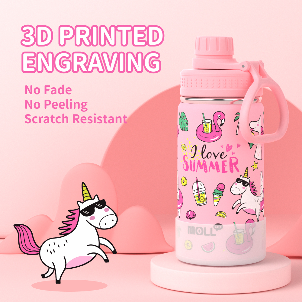 Mollcity 350มล./475มล เด็กถ้วยการ์ตูน,ขวดน้ำหุ้มฉนวนสูญญากาศสแตนเลส,ขวดปากกว้าง,แก้วร้อนและเย็น