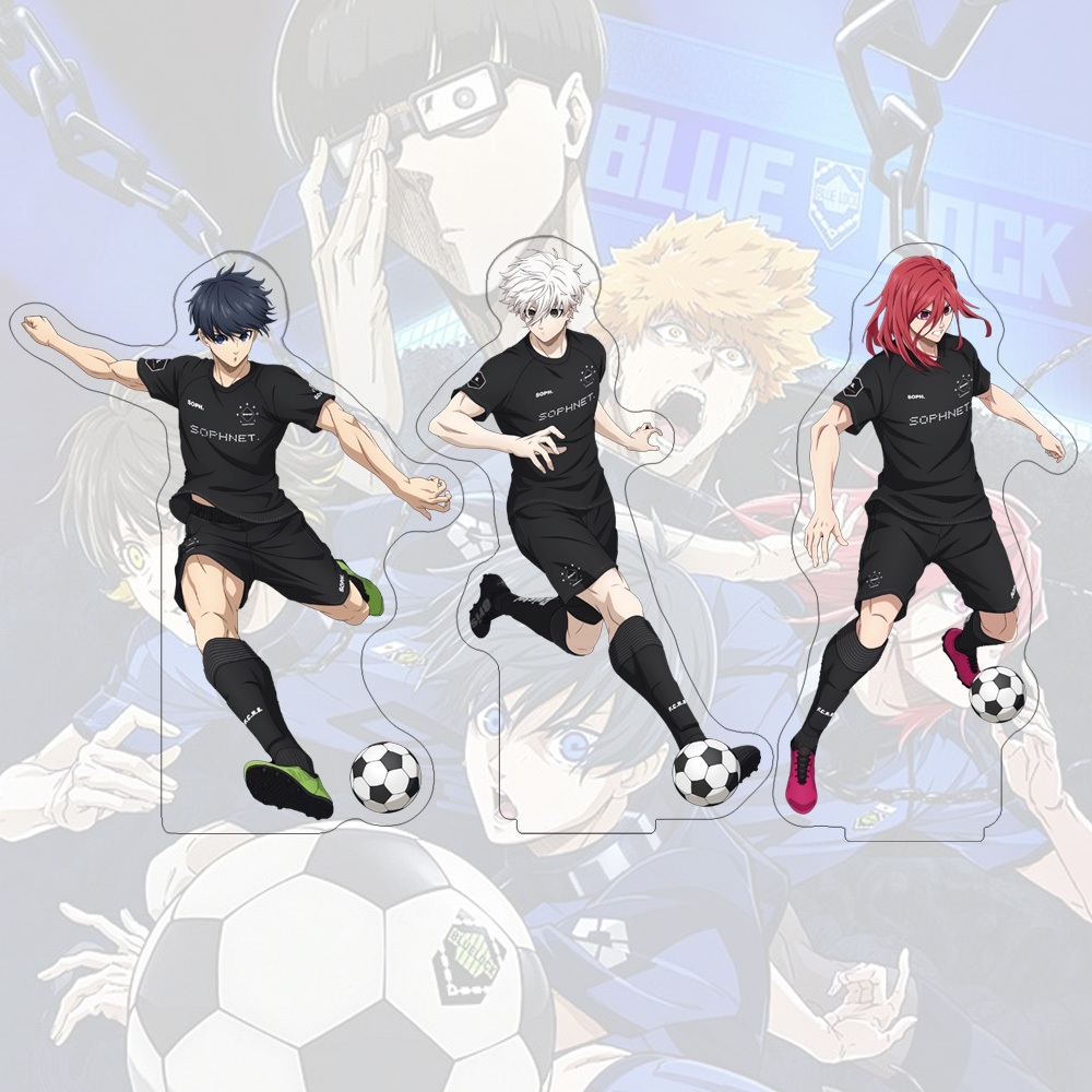 อะคริลิคยืนแผ่นสีฟ้าล็อคการ์ตูนอะนิเมะยืนยี่ห้อเดสก์ท็อปตกแต่งเครื่องประดับ