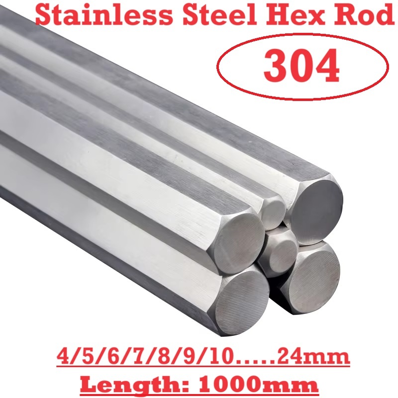 304สแตนเลสhex Rod 4มม.5มม.6มม.7มม.8มม.9มม.10มม.-30มม.เชิงเส้นเมตริกหกเหลี่ยมบาร์เพลา1000มม.ปรับแต่งความยาว