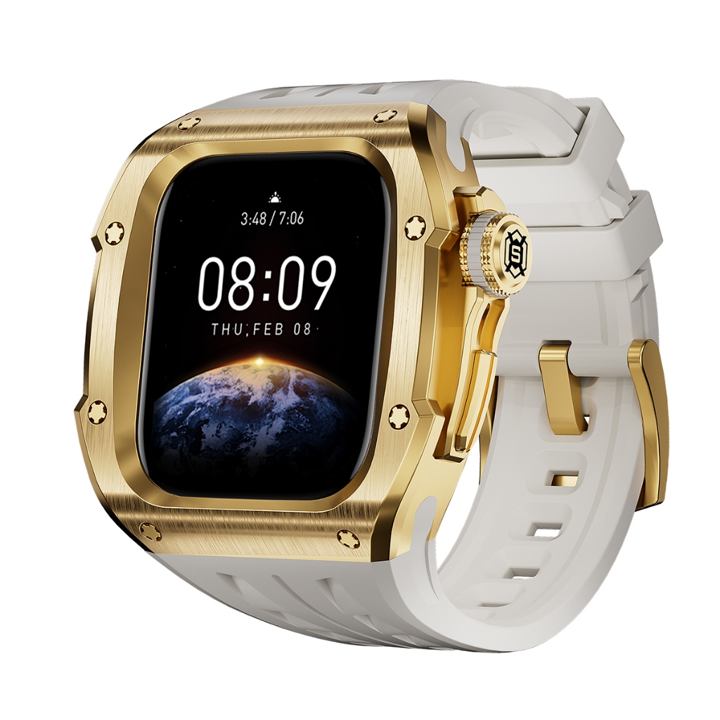 [46 มม.] Ap สายสแตนเลสเหมาะสําหรับ Apple watch Series 10 46 มม. เคสป้องกันชุดดัดแปลงหัวเข็มขัดแบบถอดได้ด้วยตนเอง