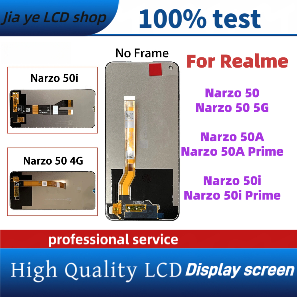 สําหรับRealme Narzo 50 5G 50A 50I 50A Prime 50i PrimeจอแสดงผลLCDหน้าจอสัมผัสพร้อมกรอบอะไหล่