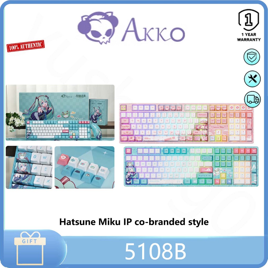 AKKO 5108B Plus Hatsune Miku IP Co-branded Wireless three-mode Mechanical Keyboard RGB 108 keys Full key Hot swap