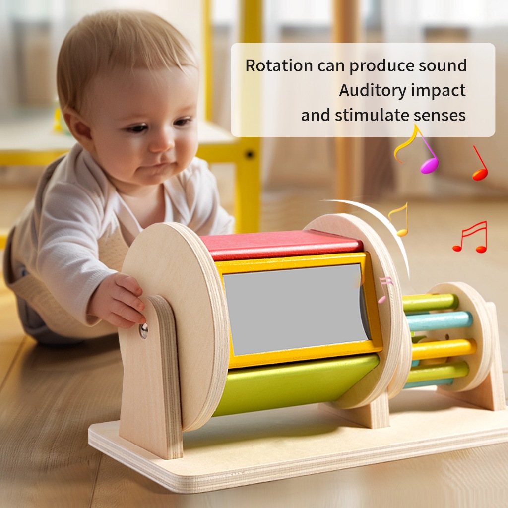 ไม้ Montessori กลองสี กระจกหมุนปริศนา ของเล่นเสริมพัฒนาการเด็กเล็ก ของขวัญวันเกิด