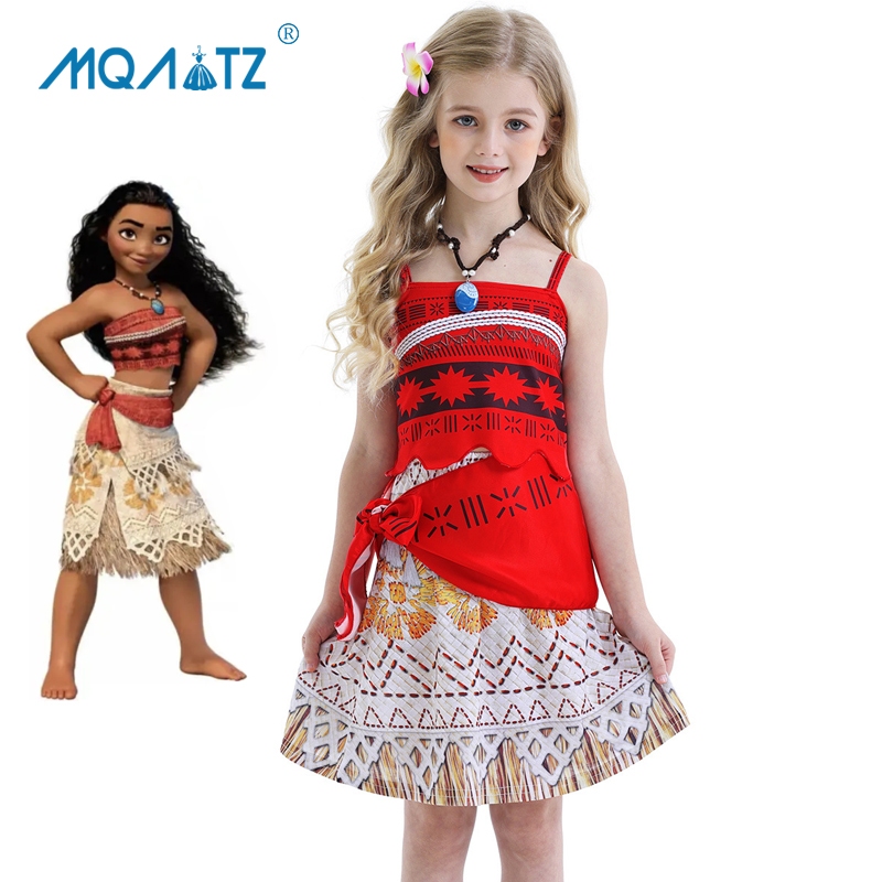 Mqatz Moana คอสเพลย์สาวชุดเด็กเครื่องแต่งกายพิมพ์รูปแบบชุดเจ้าหญิงเครื่องแต่งกายปาร์ตี้ 3-10 ปี HYQY02