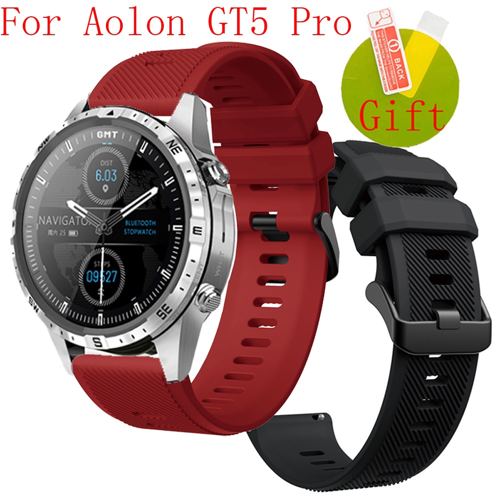 ฟิล์ม Aolon GT5 Pro สาย สายซิลิโคนสําหรับ Aolon GT5 Pro สมาร์ทวอท์ชสายรัดซิลิโคนสายรัดข้อมือผู้ชายผู้หญิงสร้อยข้อมือ
