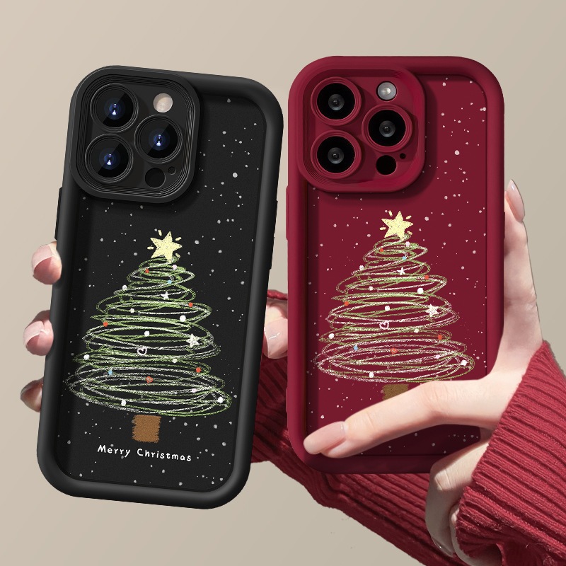 CASE for VIVO V40 V40 Pro Y03 Y19S Y28 Y17S V30 5G V29 V29E ของขวัญคริสต์มาสสดเคสโทรศัพท์ TPU กันกระแทกต้นคริสต์มาส