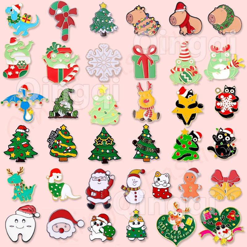 เข็มกลัด รูปการ์ตูนซานตาคลอส กระดิ่งน่ารัก 50 แบบ สําหรับตกแต่งต้นคริสต์มาส