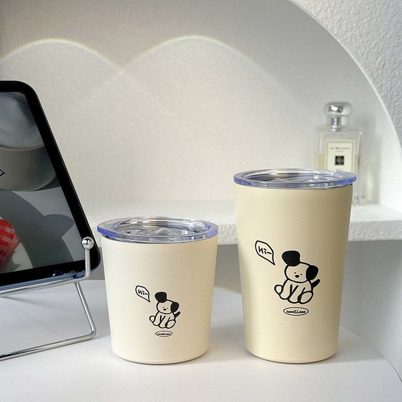 พกพาง่ายด้วยมือเดียว】240/360ml ารักลูกสุนัข แก้วกาแฟ ถ้วยเทอร์โมส 304 แก้วเก็บความเย็น วยกาแฟสแตนเลส - รูปที่ 2