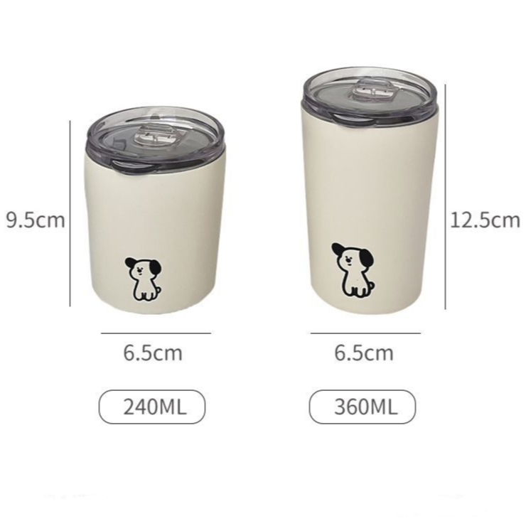 พกพาง่ายด้วยมือเดียว】240/360ml ารักลูกสุนัข แก้วกาแฟ ถ้วยเทอร์โมส 304 แก้วเก็บความเย็น วยกาแฟสแตนเลส - รูปที่ 4