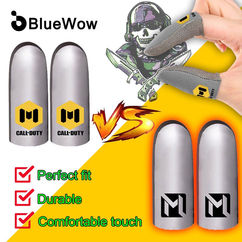 Bluewow Gaming Finger Sealve ถุงมือเกมมืออาชีพผ้าเงินสําหรับ MLBB CODM ถุงมือแขนนิ้วหัวแม่มือ
