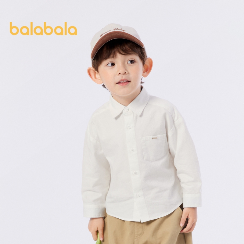 Balabala เสื้อเชิ้ตผ้าฝ้ายแขนยาวสำหรับเด็กผู้ชาย
