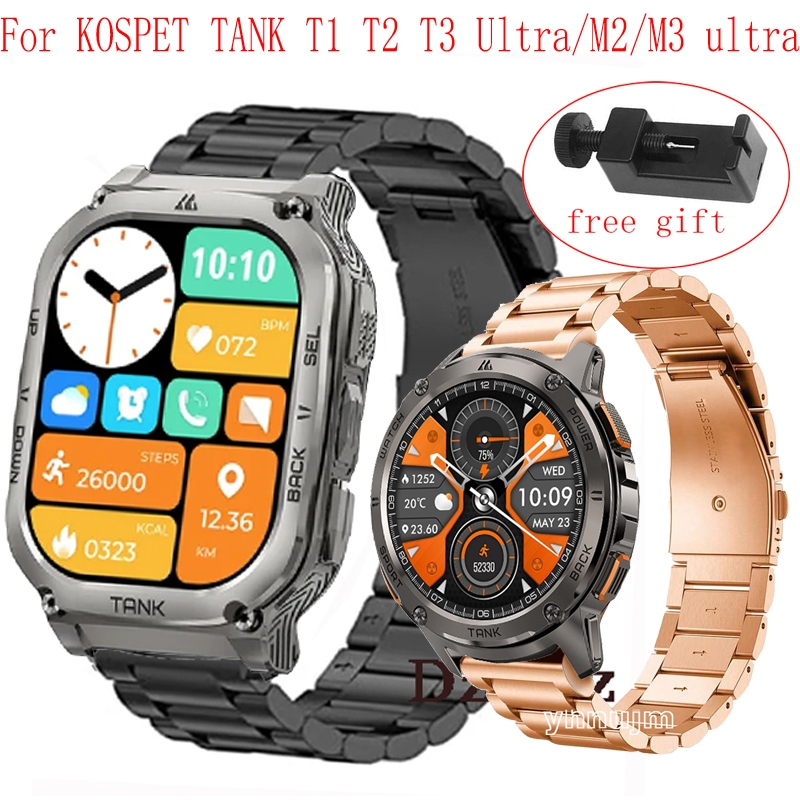 สาย KOSPET TANK T3 M3 Ultra สายนาฬิกาข้อมือสเตนเลสโลหะ อุปกรณ์เสริม สําหรับ KOSPET TANK T1 T2 M2 Ult