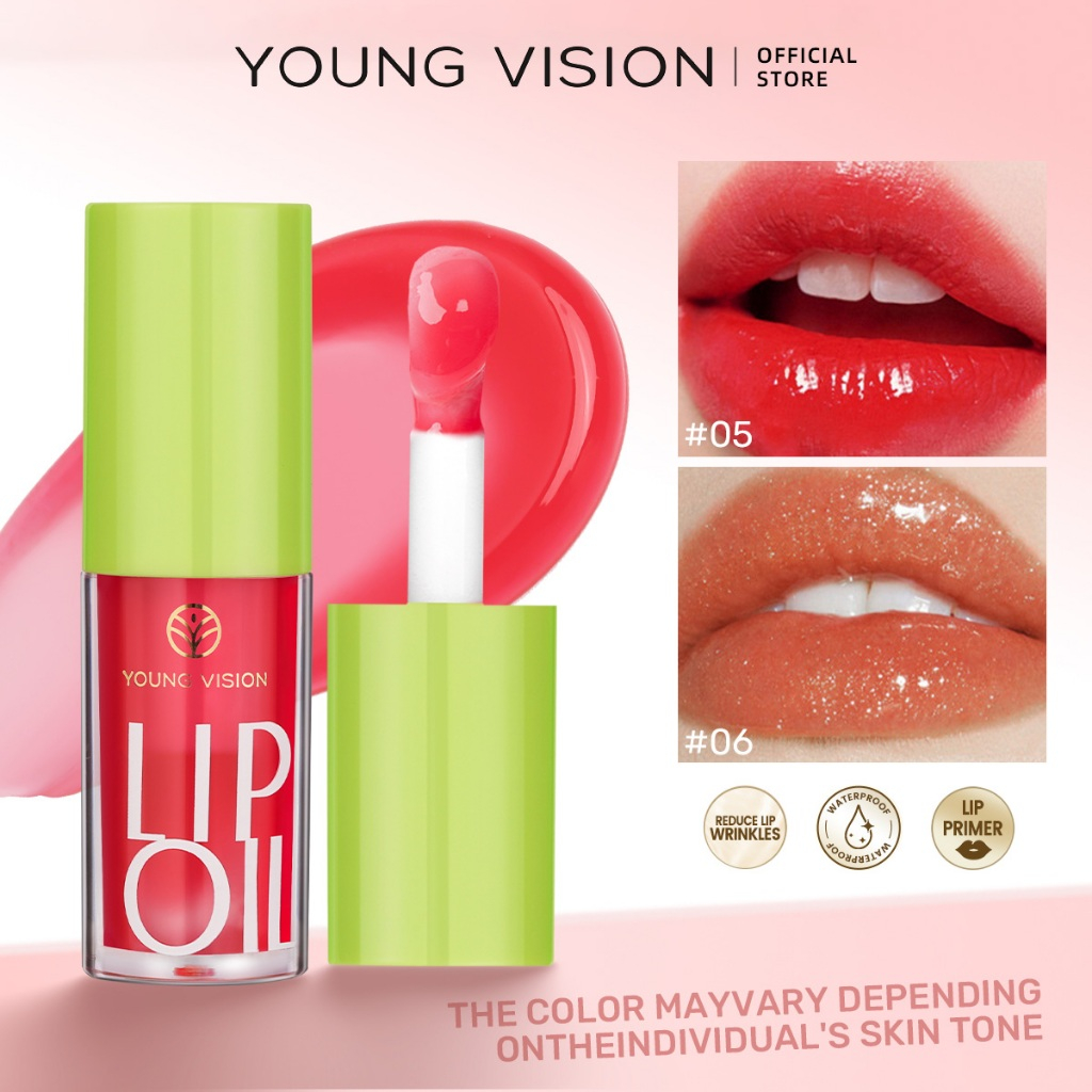 YOUNG VISION ลิปสติกสีโปร่ง สีหก น้ำมันบำรุงริมฝีปาก ช่วยบำรุงให้บวมและลดริ้วริมฝีปาก