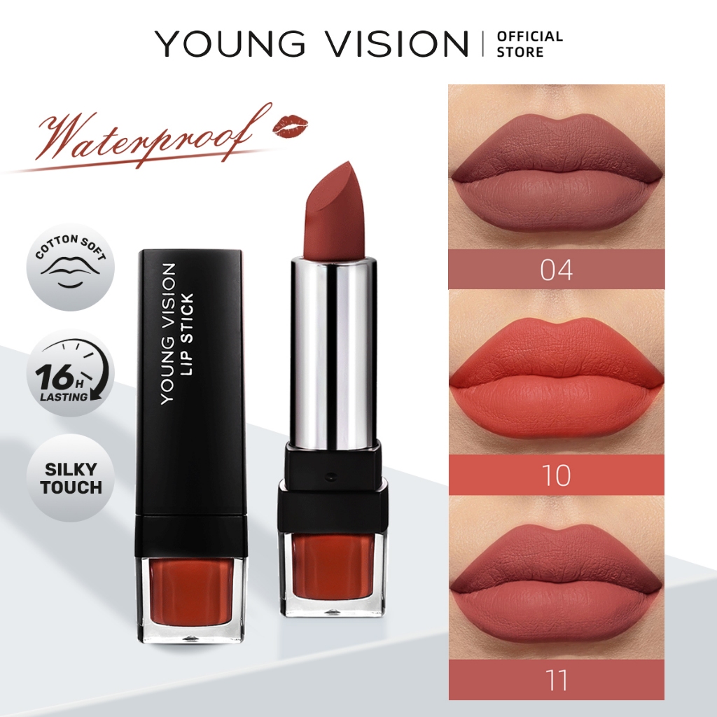 YOUNG VISION ลิปสติก สี 12 แบบ มาต์ มีความคงอยู่เป็นเวลานาน บำรุงความชุ่มชื้น และมีความสีแสดงได้สูง