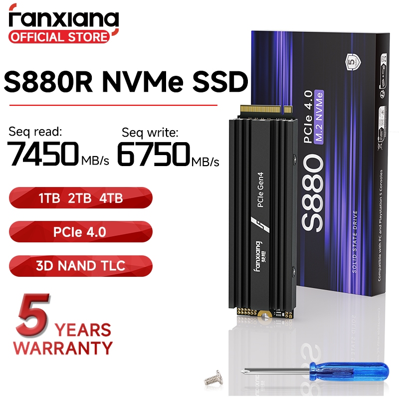 Fanxiang S880R PCIe 4.0 M.2 NVMe SSD 1TB 2TB 4TB สําหรับ PS5 PC แล็ปท็อป Solid State Drive