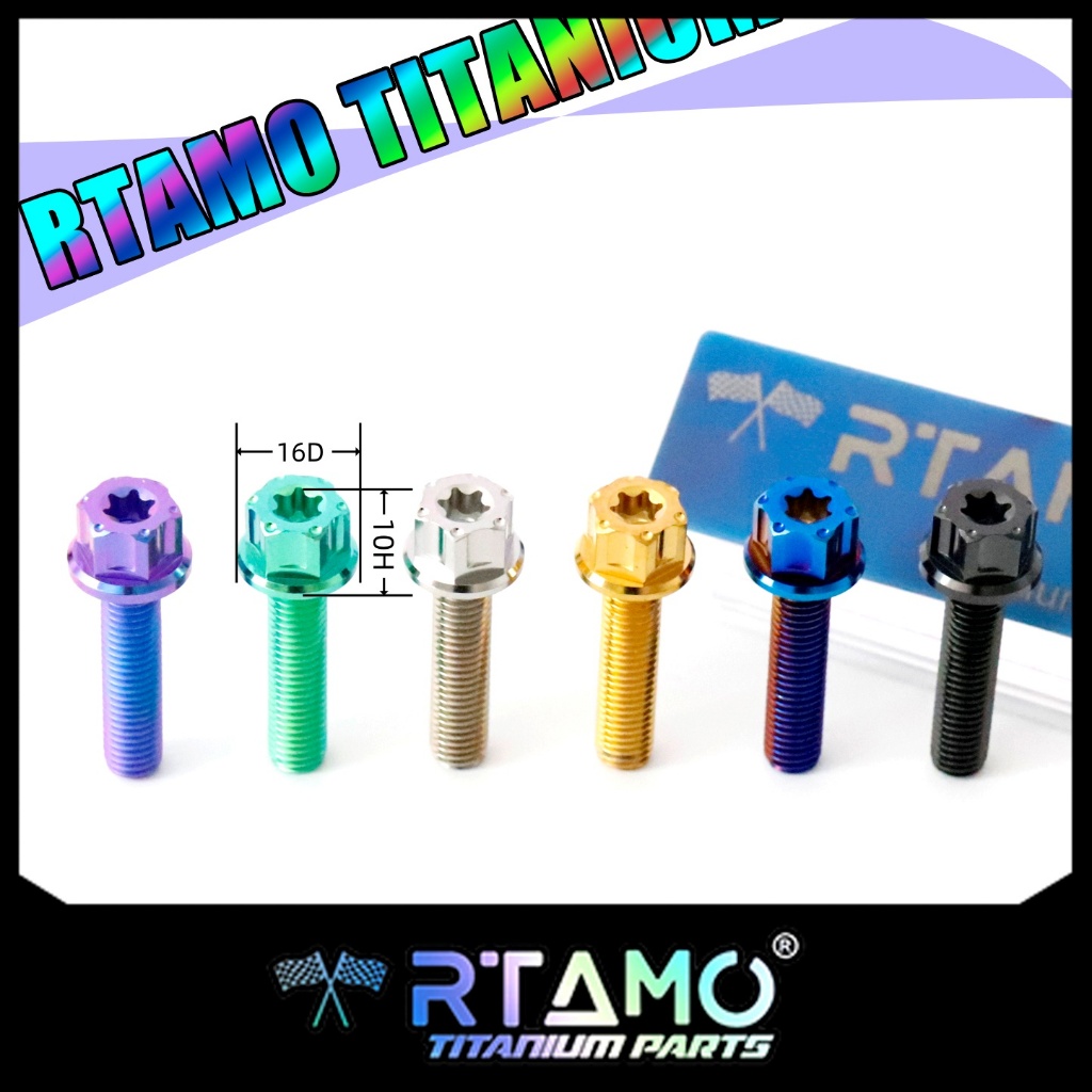 RTAMO Titanium Gr5 M8(#12)x20-60L 16D Xmax น็อตช็อต Forza ปั๊ม Brembo ปั๊ม MFZ 2P 4P น๊อตคาลิปเปอร์