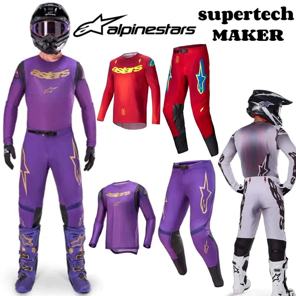 Alpinestars 2025 SUPERTECH MAKER RED / FLURO YELLOW GEAR SET A-star Dirt Bike Motocross MTB MX ATV รถจักรยานยนต์ Combo Off Road Jersey กางเกงสูทผู้ใหญ่