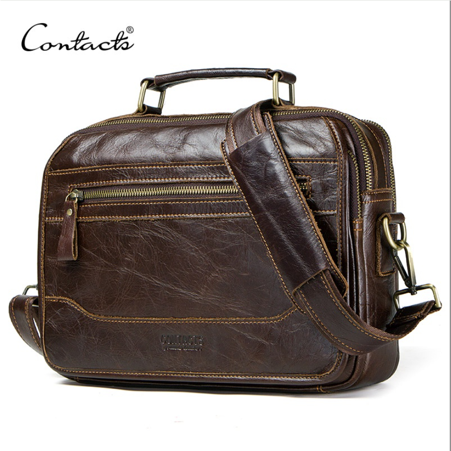 CONTACT'S ใหม่ กระเป๋าสะพายไหล่ลําลอง หนังวัว สําหรับผู้ชาย