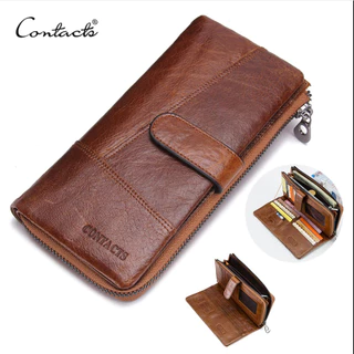 CONTACT'S M1041 กระเป๋าสตางค์ผู้ชาย ชนิดหนังแท้ ใบยาว
