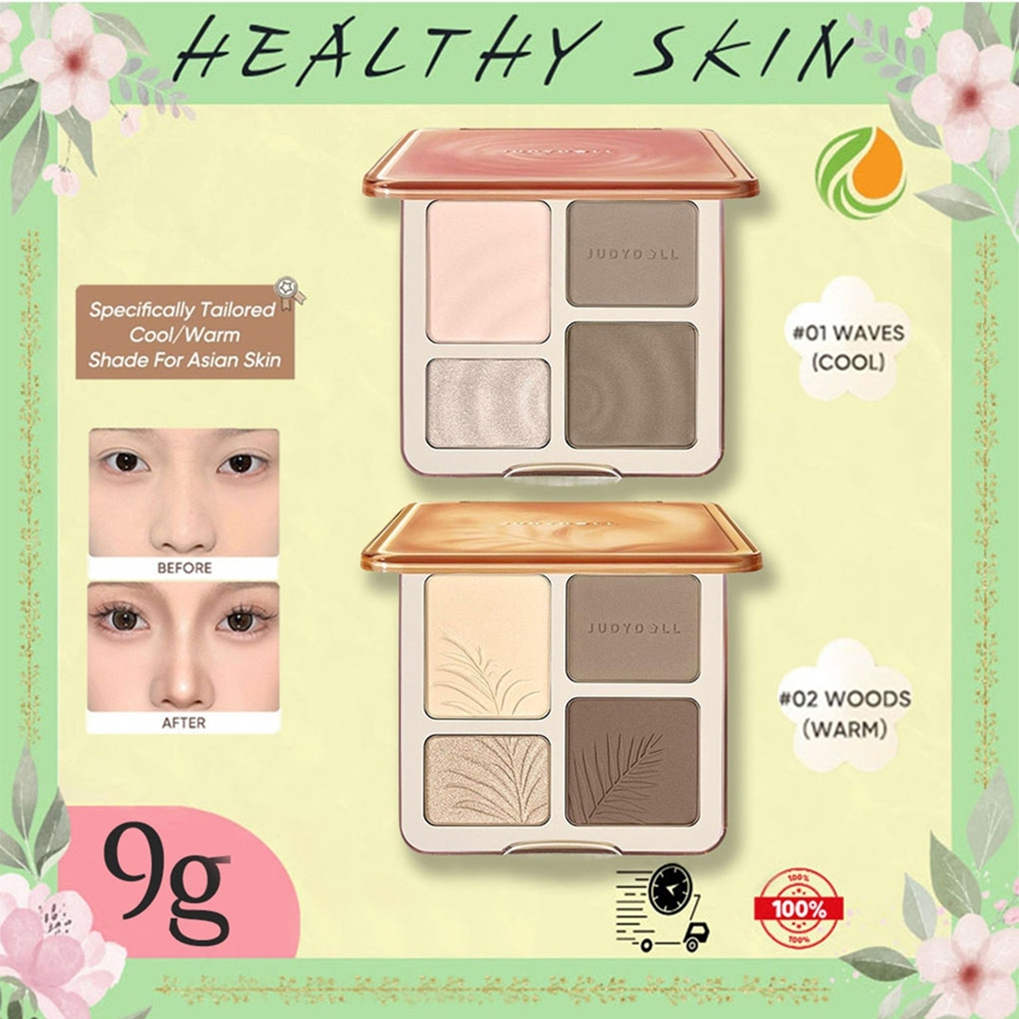 JUDYDOLL HIGHLIGHT & CONTOUR 9g ไฮไลท์และคอนทัวร์พาเลต สีธรรมชาติ กันน้ำ ทนทานตลอดเวลา