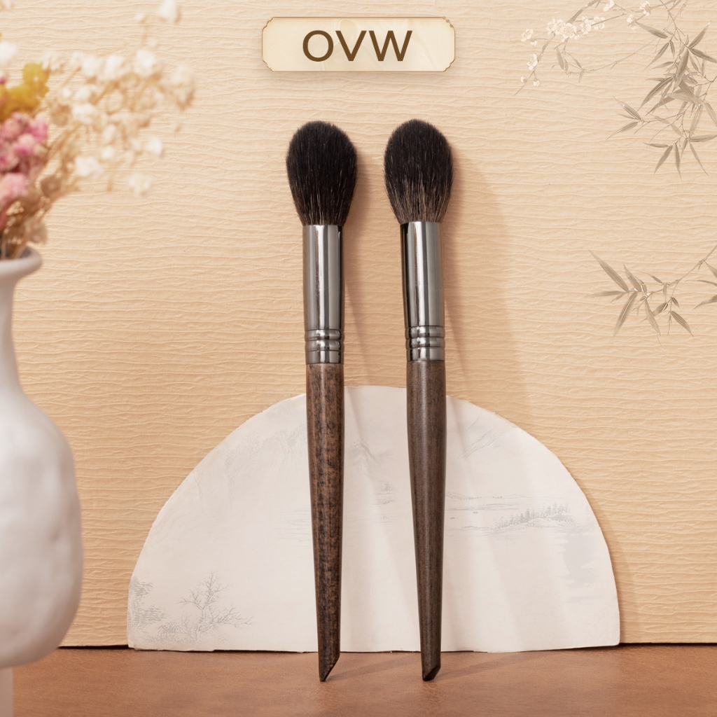 Ovw 2 ชิ้น Face Highlight แพะแปรงผม Fluffy Tapered Highlighter Buffing แปรงแต่งหน้าผมแพะ XQ05-2