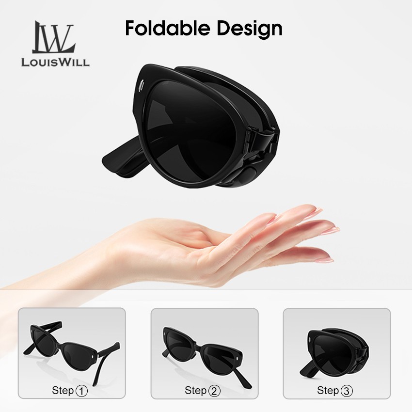 Louiswill ผู้หญิงพับแว่นตากันแดดสุภาพสตรี Retro Cat Eye แว่นตากันแดดแฟชั่นกรอบแคบแว่นตากันแดด UV400 ป้องกันแว่นตากันแดดโพลาไรซ์แว่นตา Sun แว่นตาสําหรับ W - รูปที่ 4