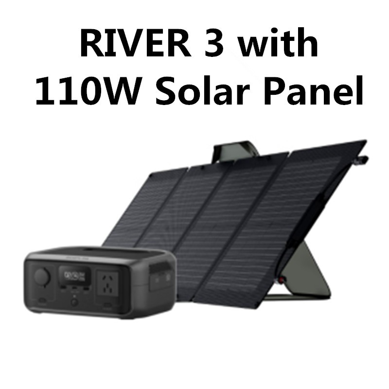 Ef ECOFLOW สถานีพลังงานแบบพกพา RIVER 3 พร้อม 110W แผงโซลาร์เซลล์ 245Wh LiFePO4 สถานีพลังงานแบตเตอรี่ 300W เอาต์พุต AC สูงสุด 600W <20 MS UPS & <30 dB 1Hr Fast Charging เครื่องกําเนิดไฟฟ้าพลังงานแสงอาทิตย์