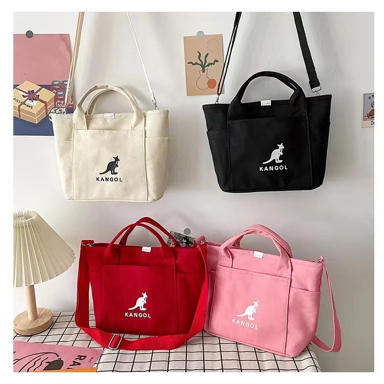 สินค้าใหม่ Kangol Canvas Bag Shoulder Tote Handbag Side Backpack Student